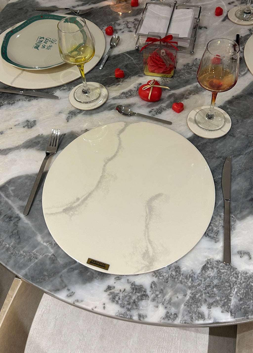Set de Mesa Marmoleado Silver