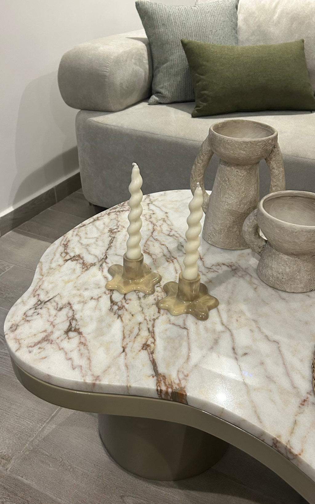 Candelabros Marmoleados Beige