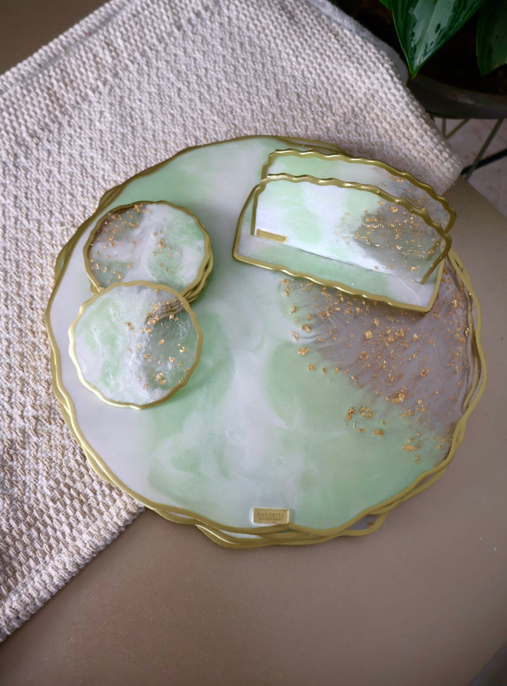 Set de Mesa Volcánico Verde Gold
