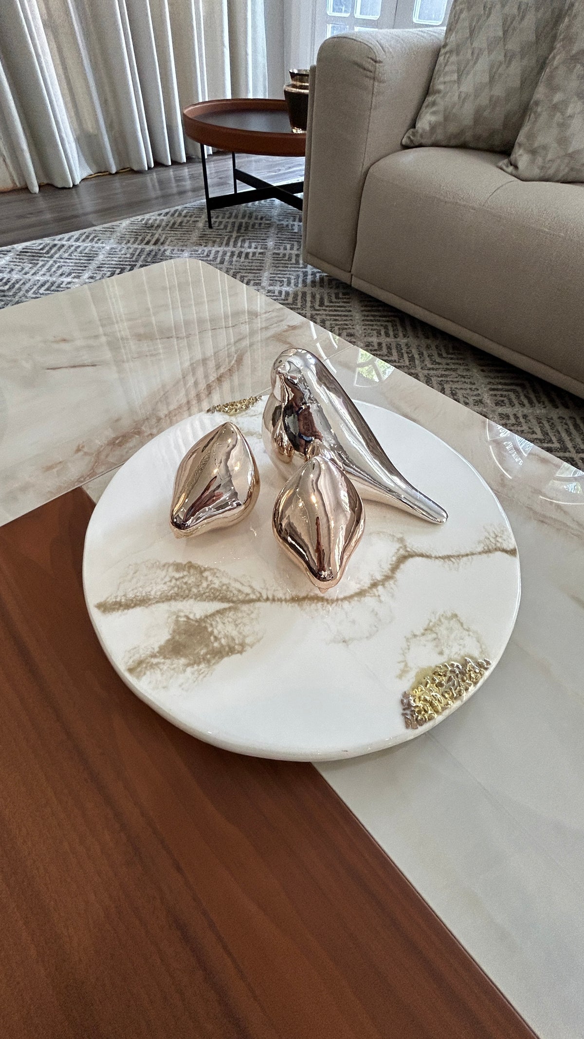Base Giratoria Marmoleado Gold Piedras
