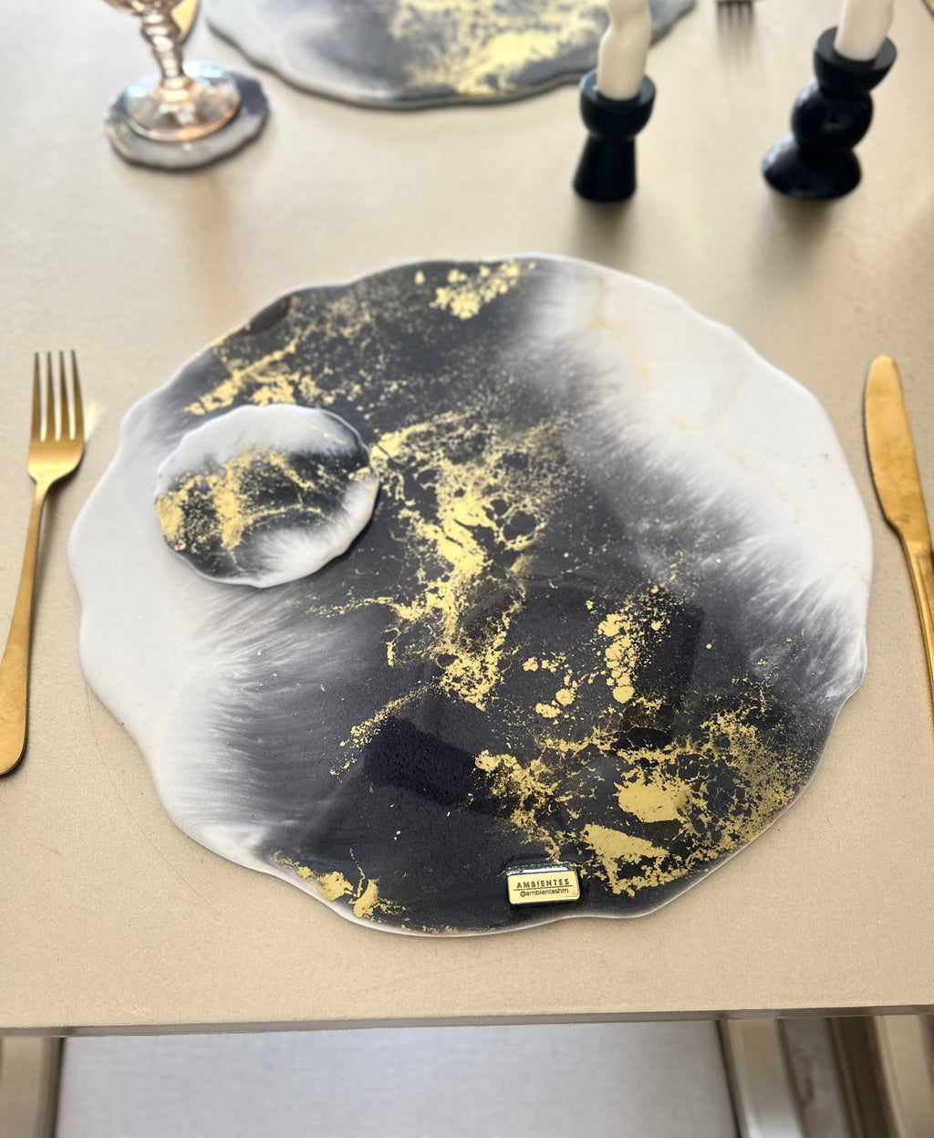 Set de Mesa Black and White Ondulado