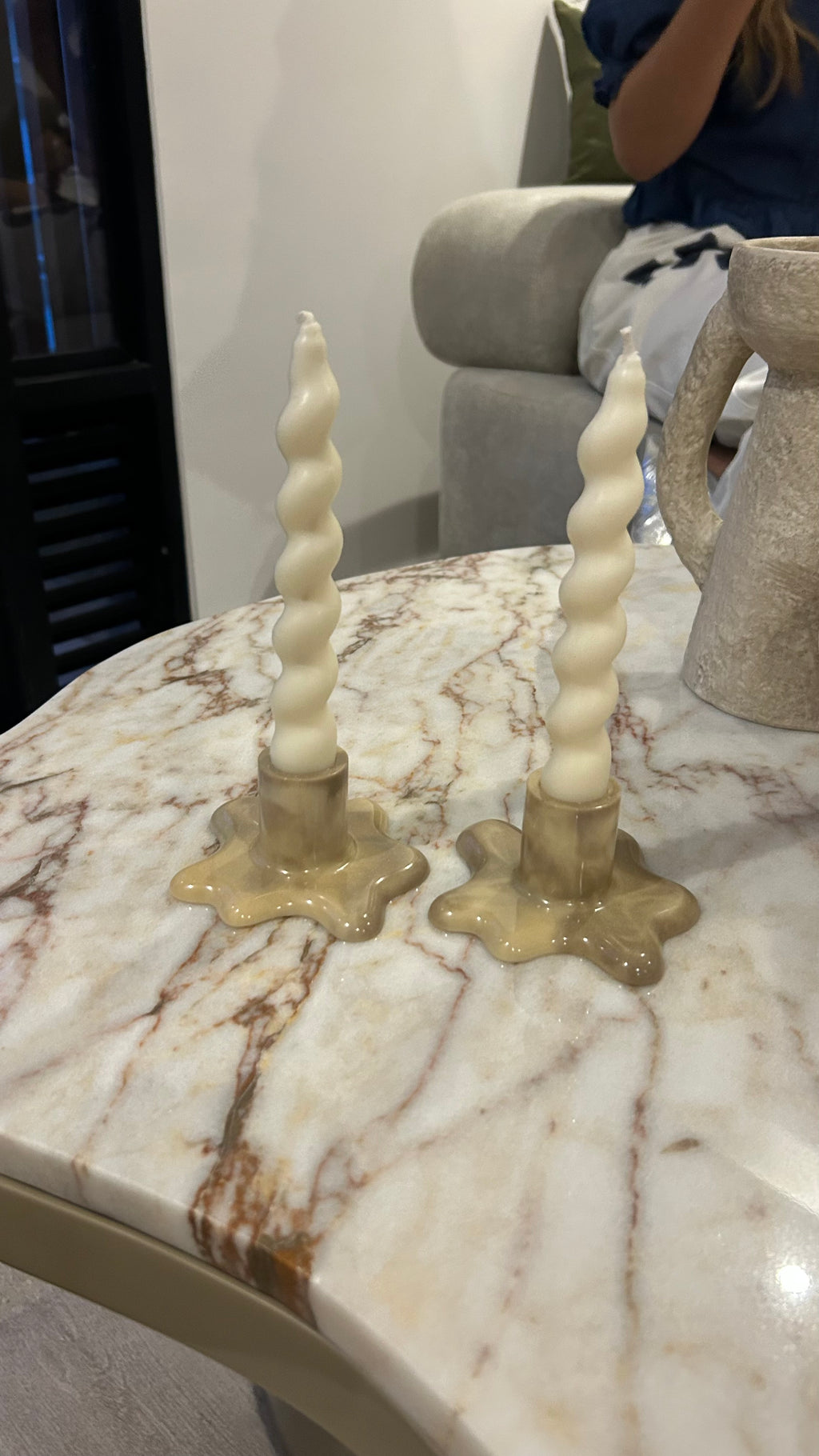 Candelabros Marmoleados Beige