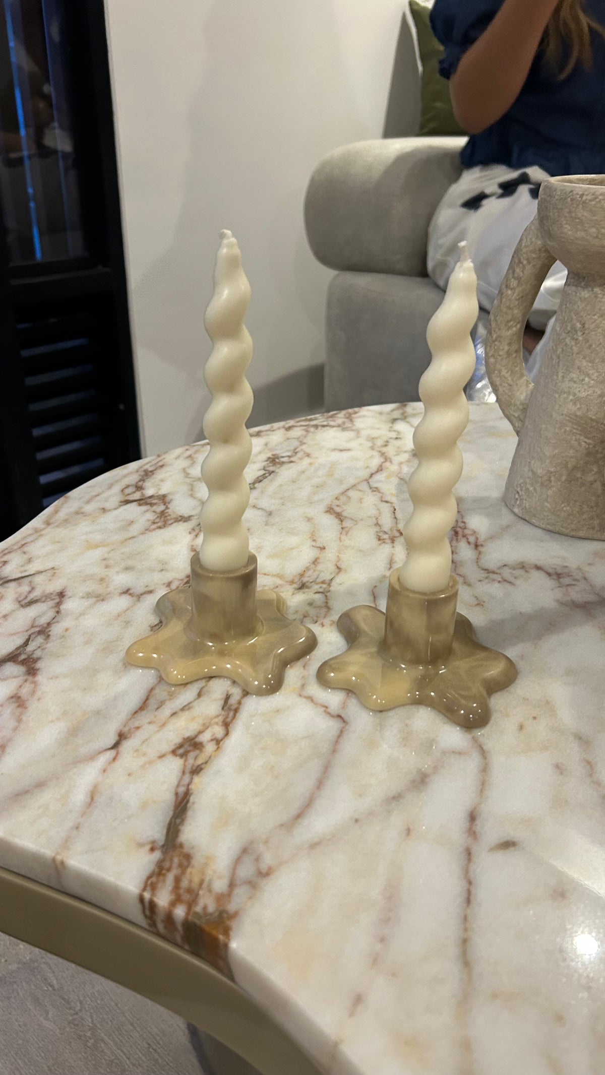 Candelabros Marmoleados Beige