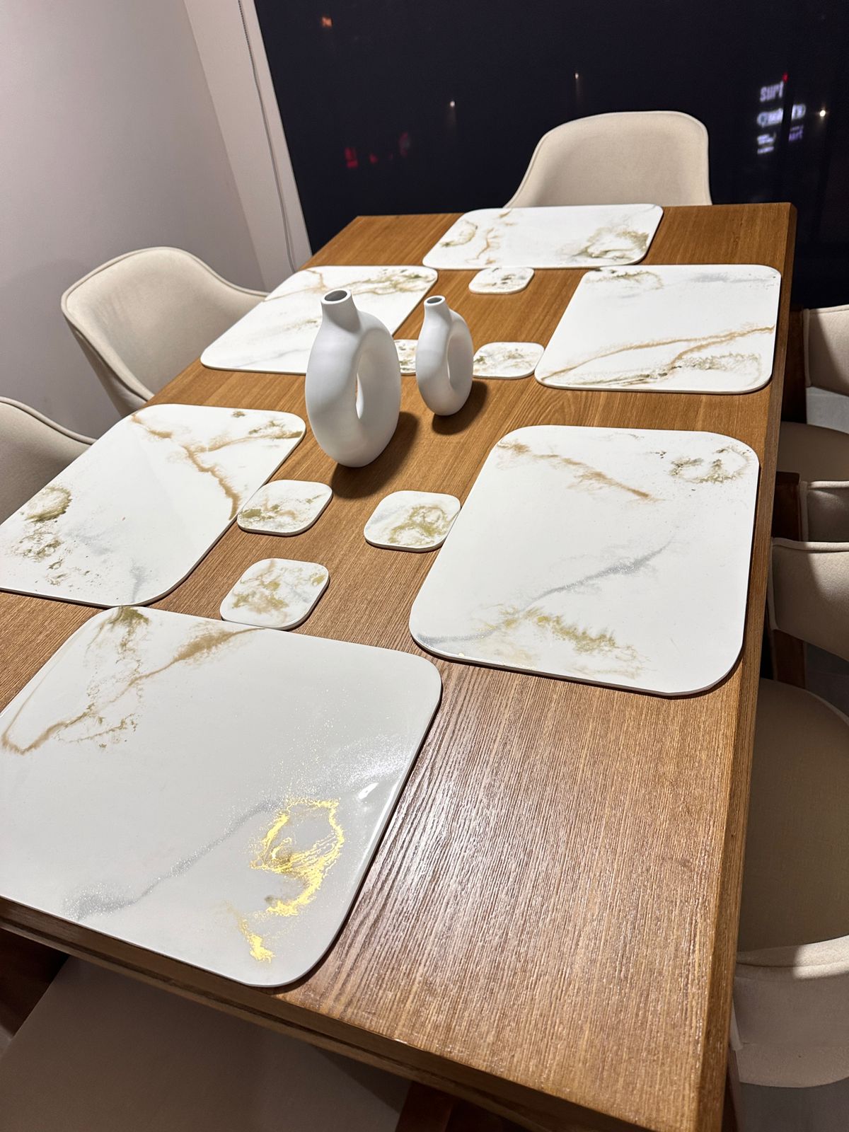 Set de Mesa Marmoleado Rectangular