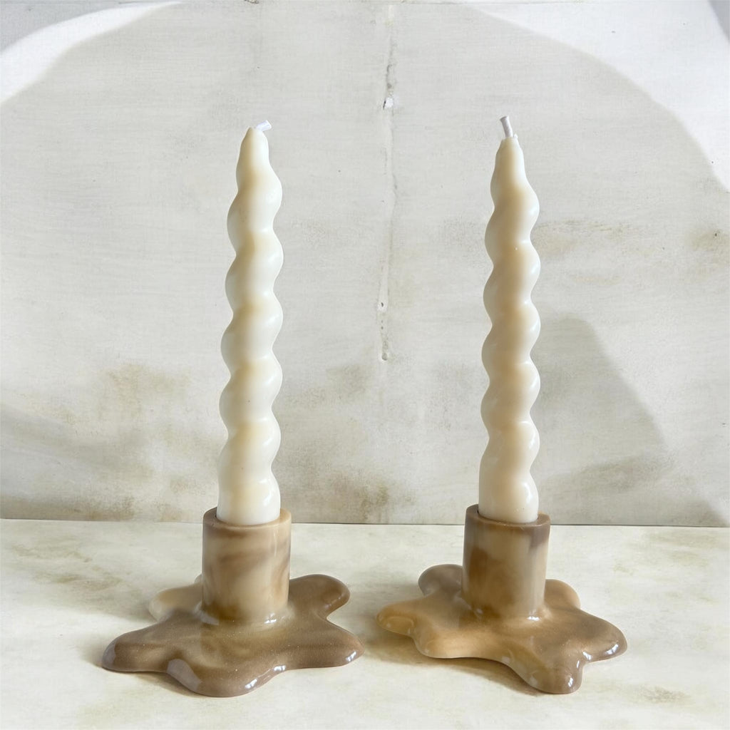 Candelabros Marmoleados Beige