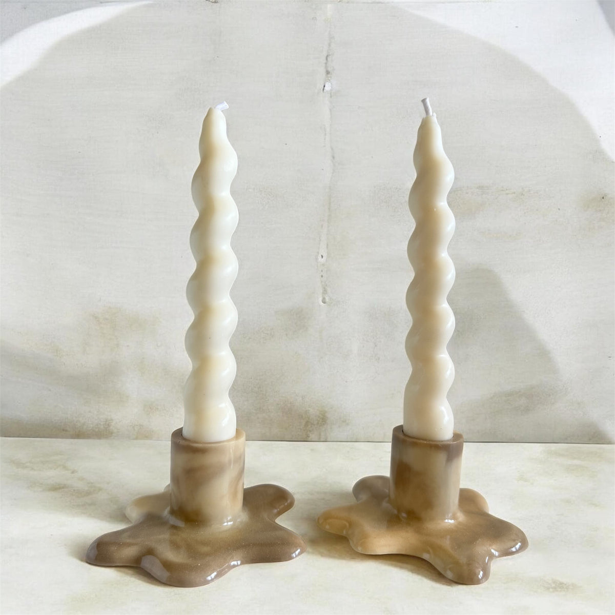 Candelabros Marmoleados Beige