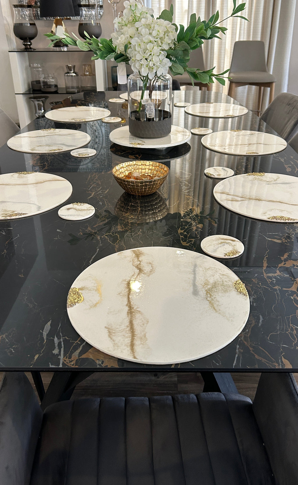 Set de Mesa Marmoleado Redondo piedras