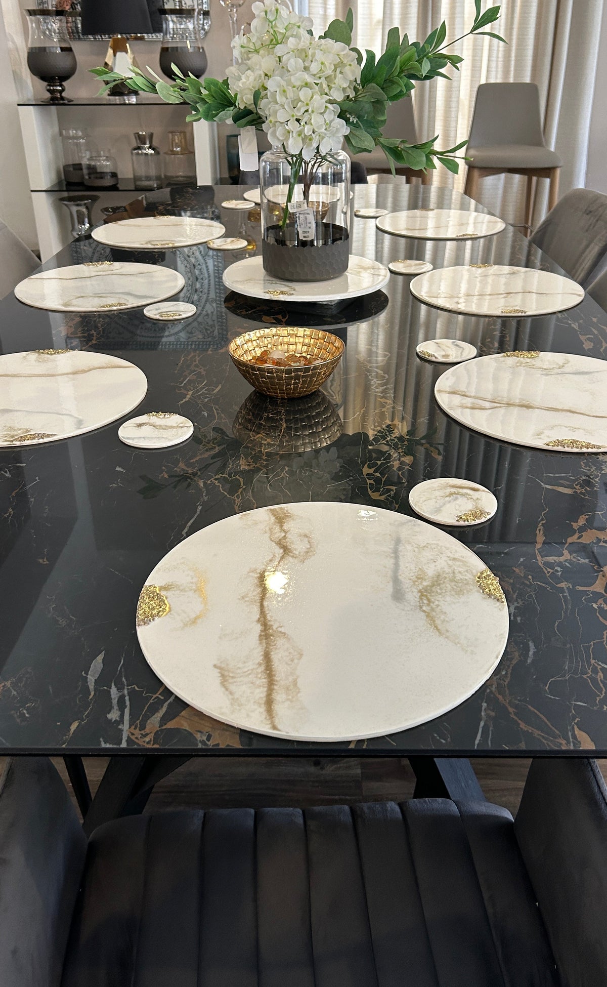 Set de Mesa Marmoleado Redondo piedras