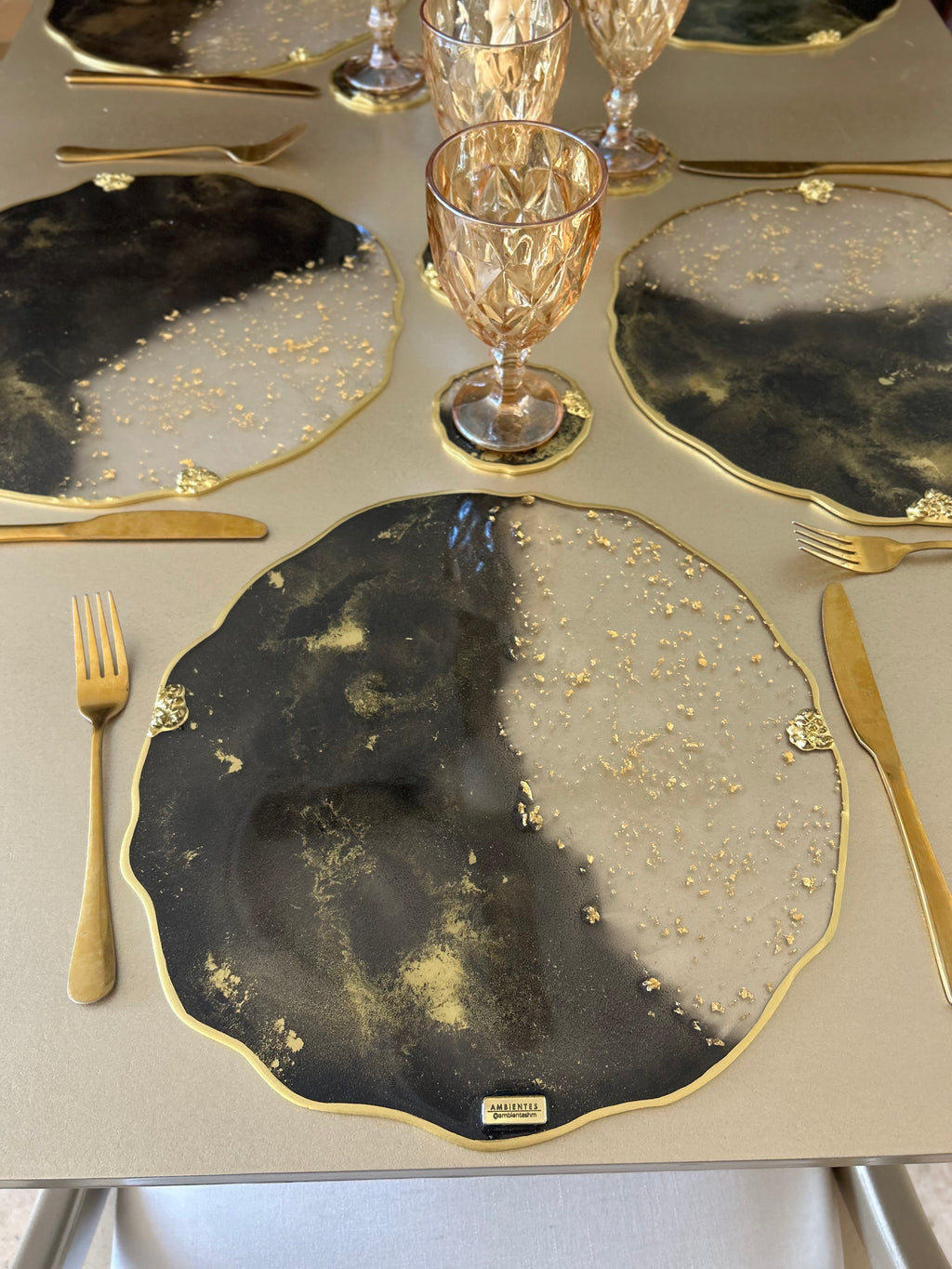 Set de Mesa Black Gold Laminilla