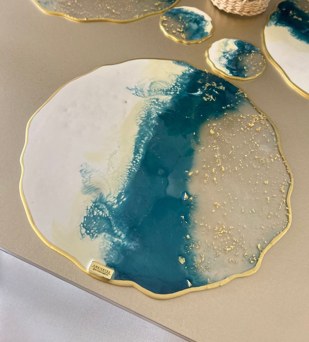 Set de Mesa Aguamarina Gold