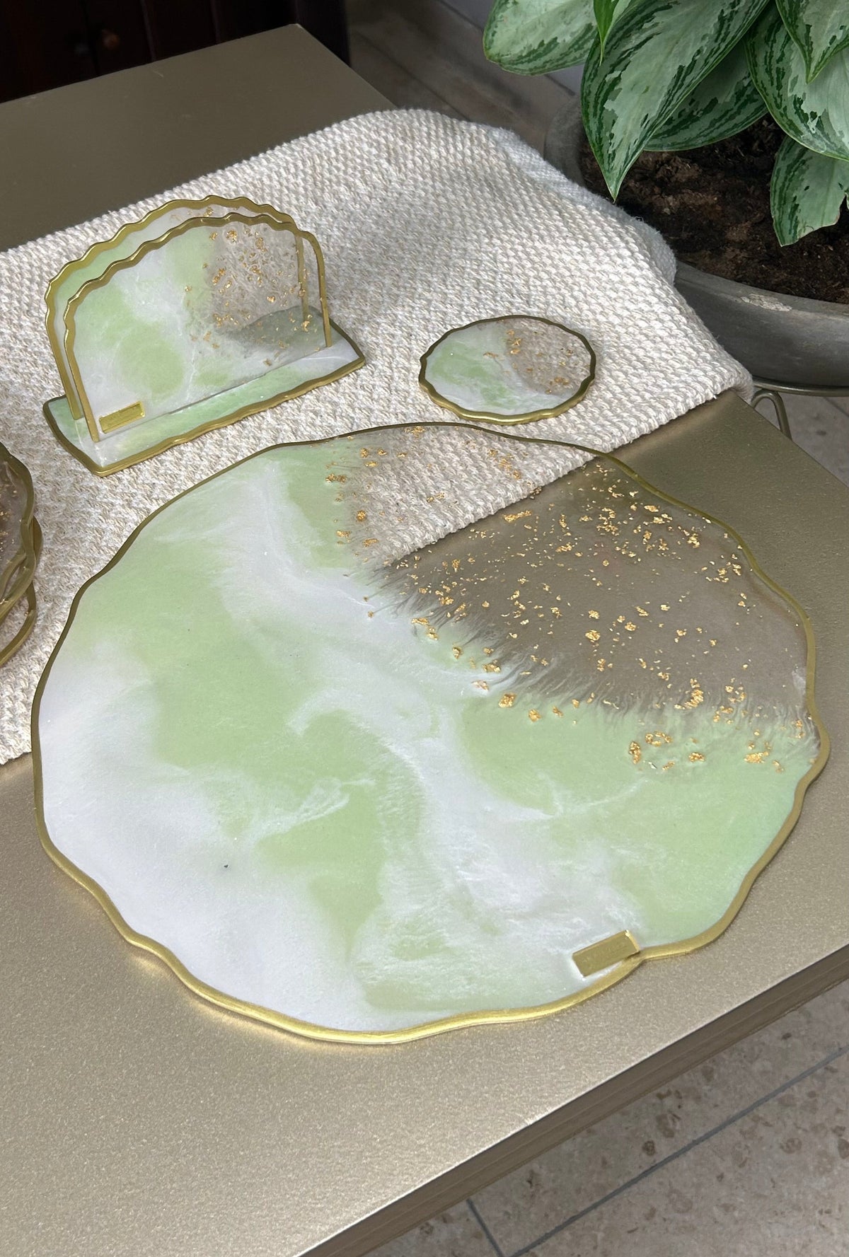 Set de Mesa Volcánico Verde Gold
