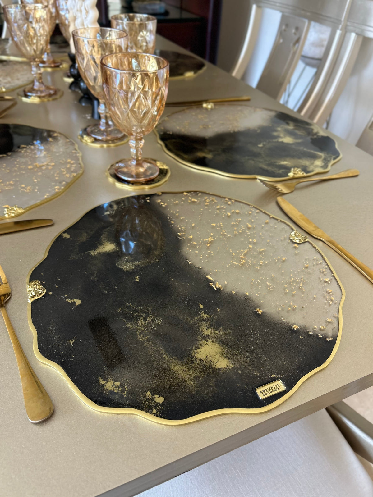 Set de Mesa Black Gold Laminilla