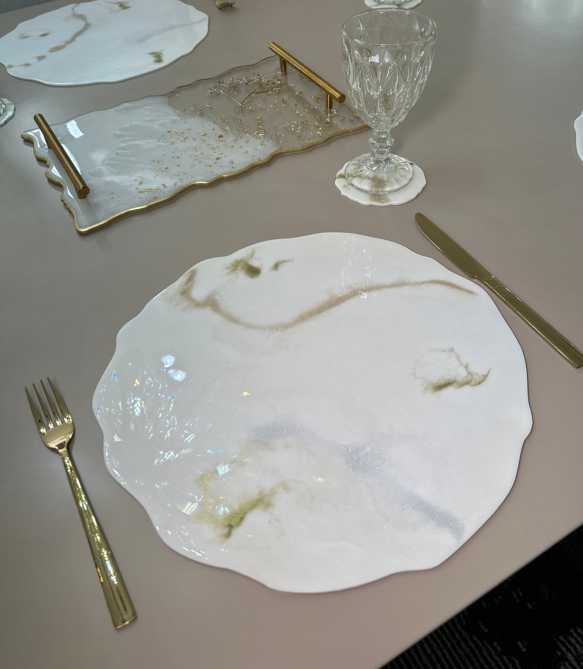 Set de Mesa Marmoleado Ondulado