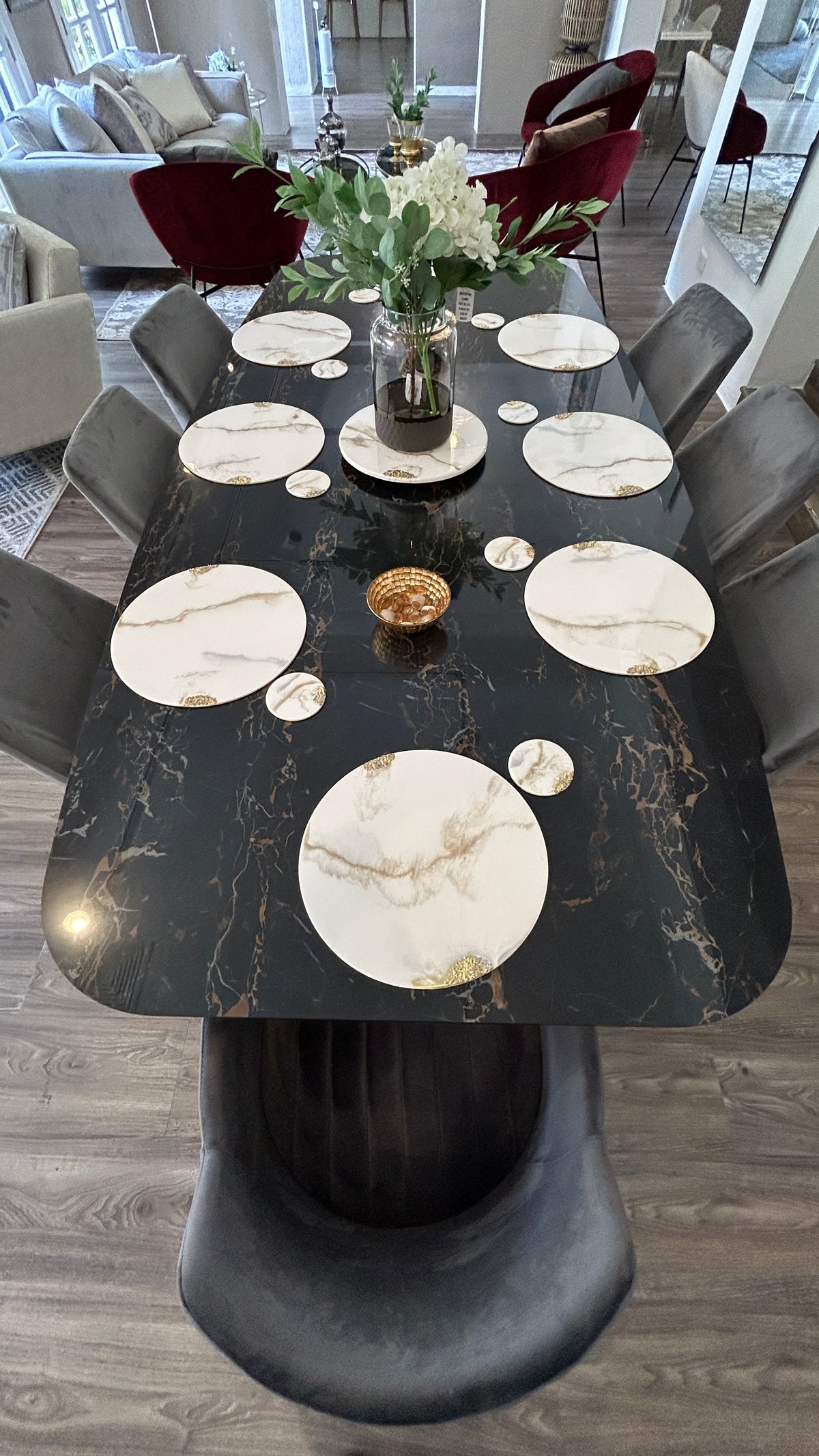 Set de Mesa Marmoleado Redondo piedras