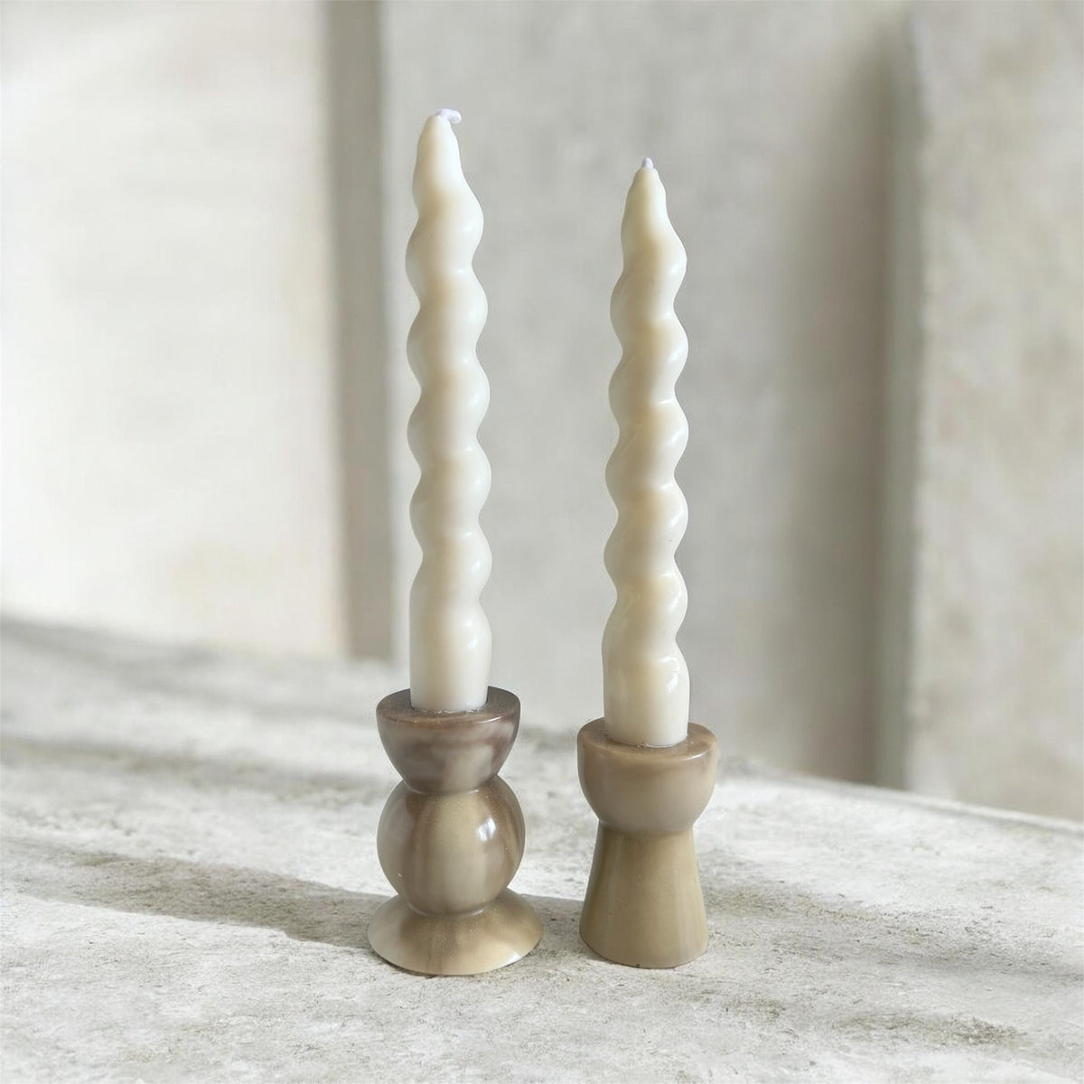 Candelabros Marmoleados Beige