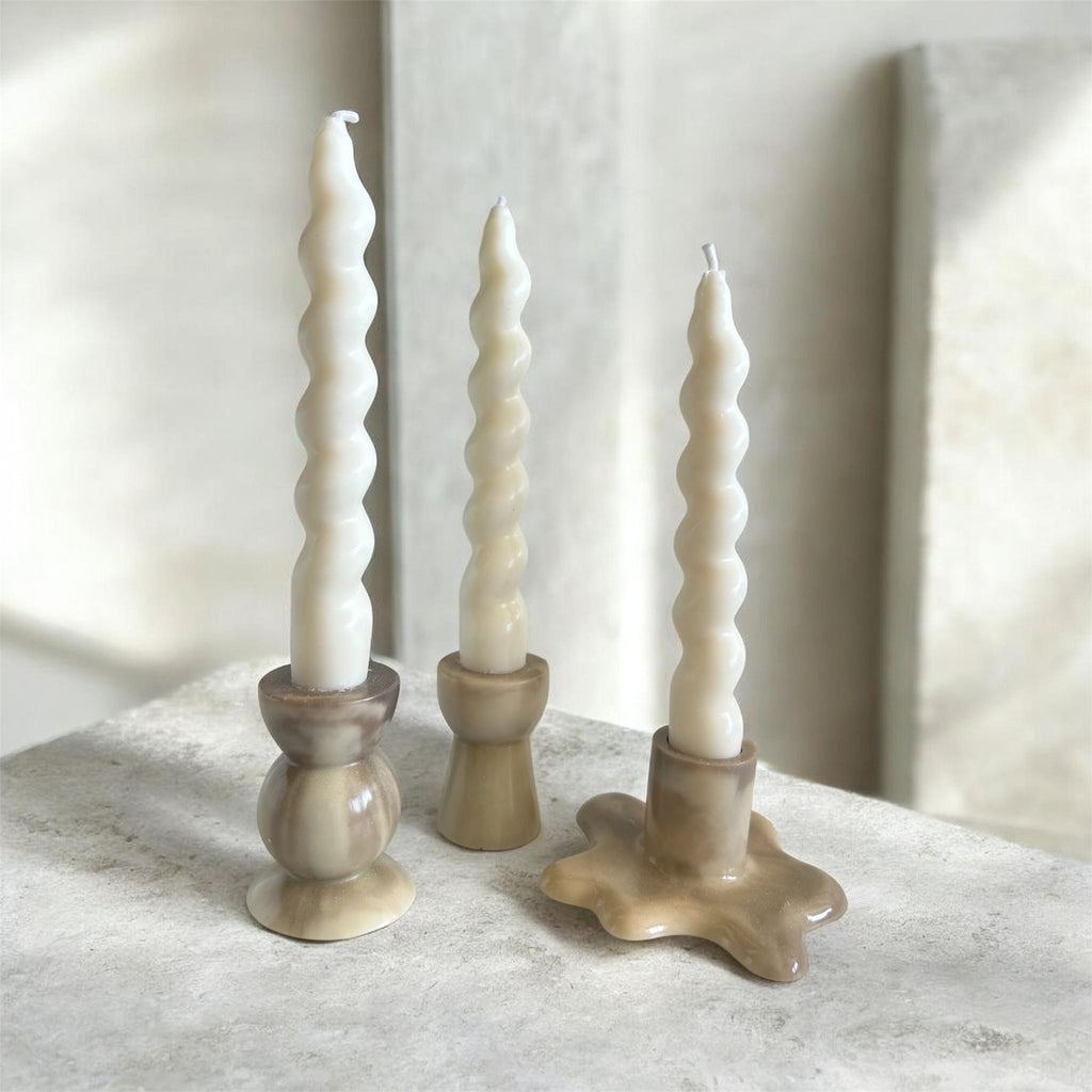 Candelabros Marmoleados Beige