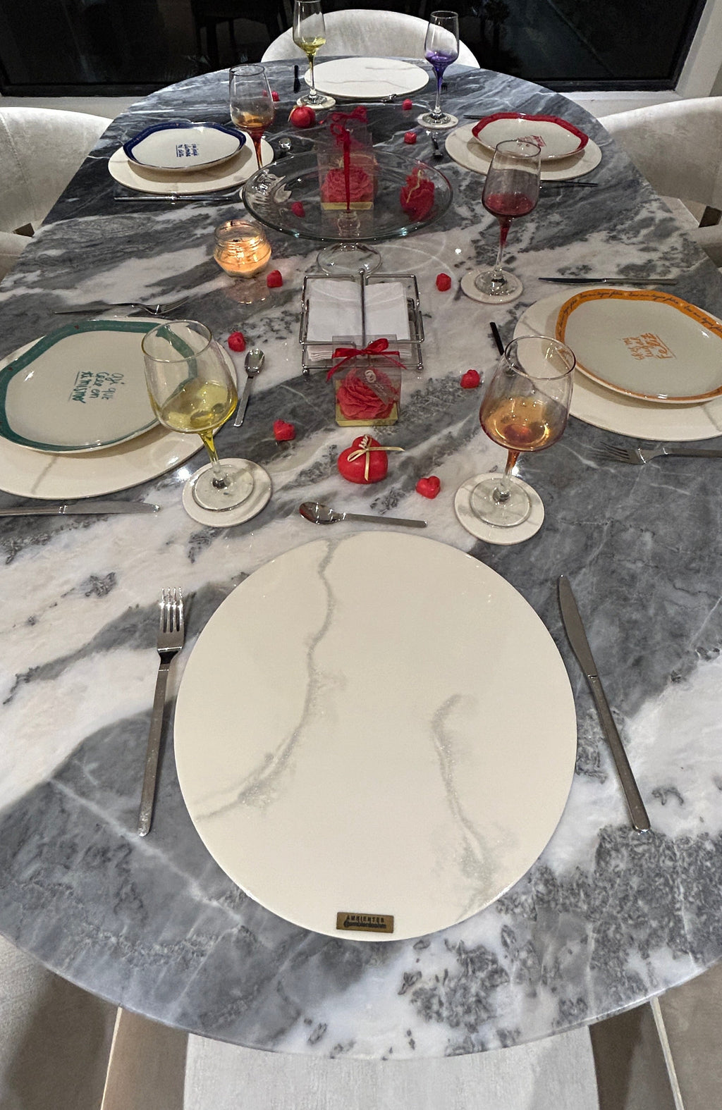 Set de Mesa Marmoleado Silver