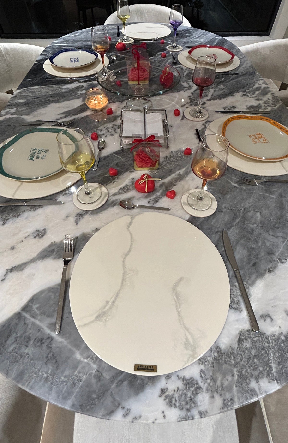 Set de Mesa Marmoleado Silver
