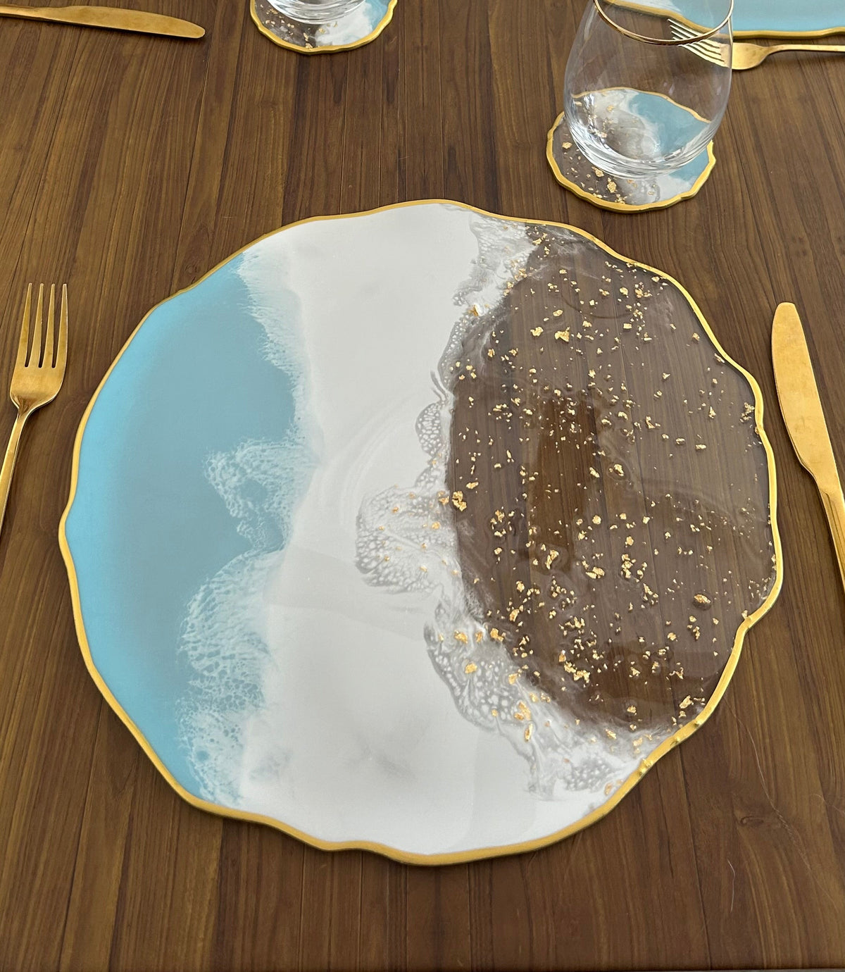 Set de Mesa Baby Blue Gold