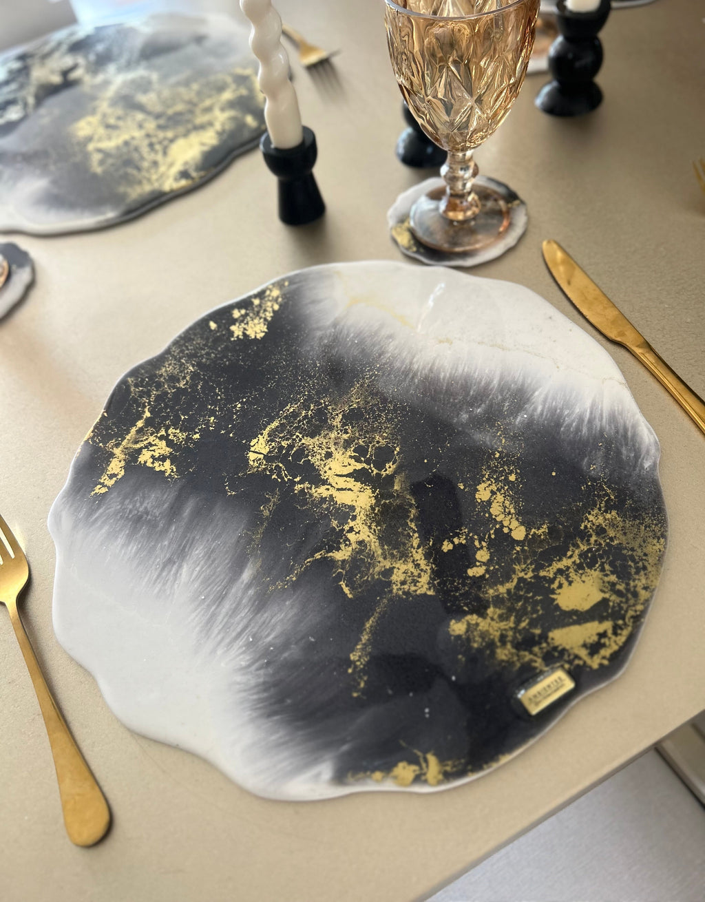 Set de Mesa Black and White Ondulado
