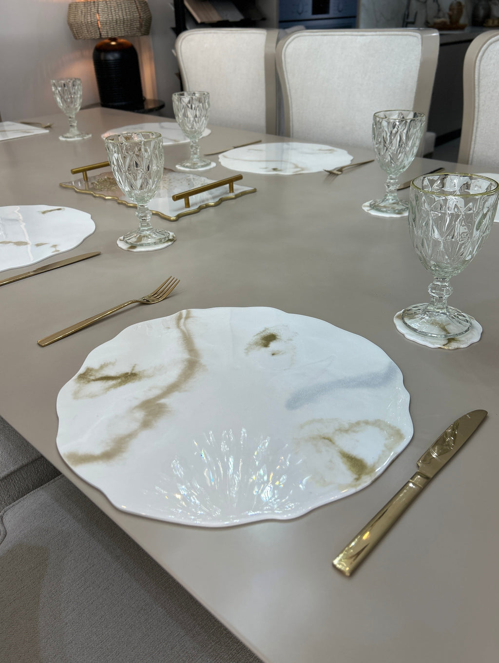 Set de Mesa Marmoleado Ondulado