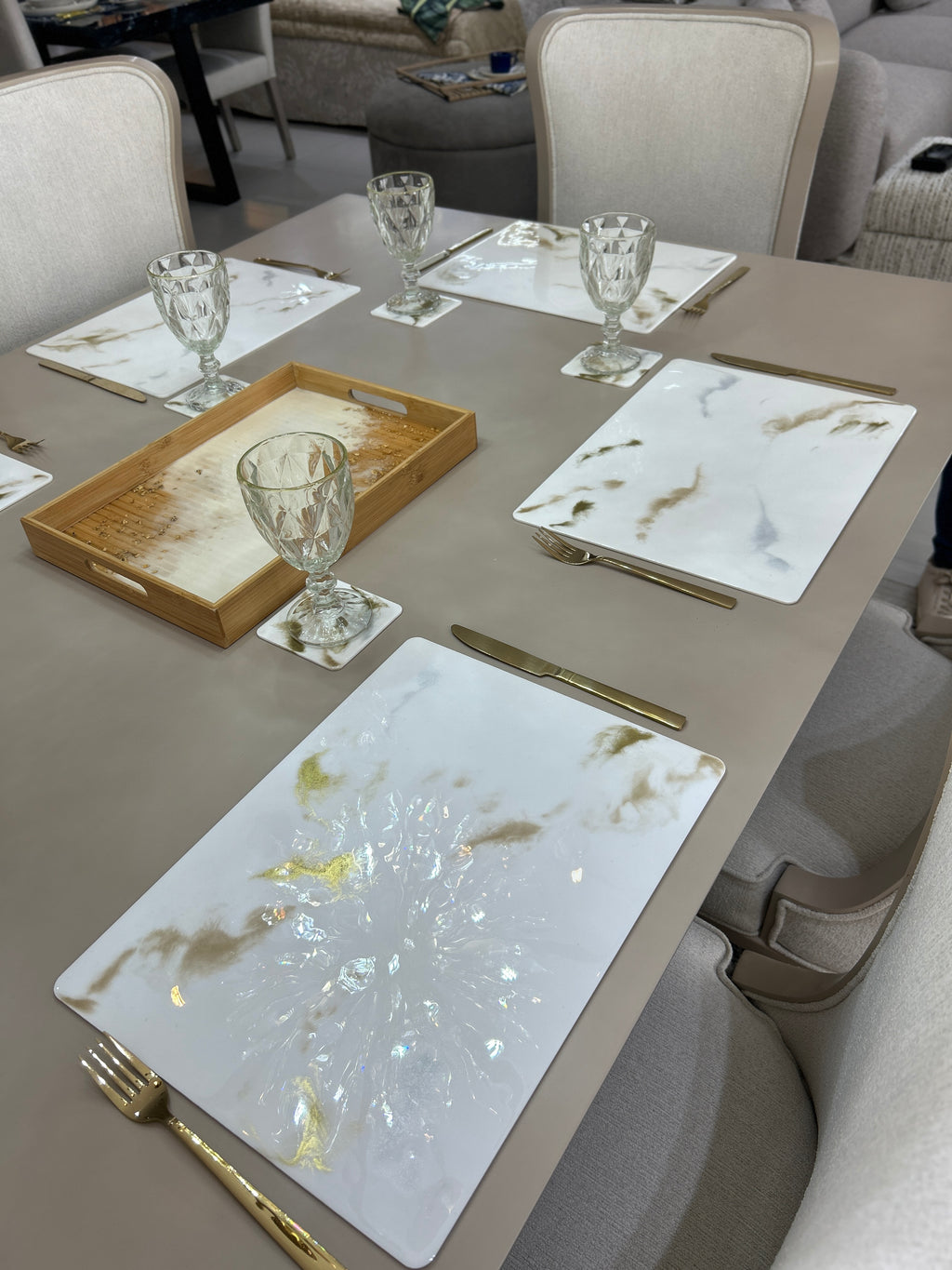 Set de Mesa Marmoleado Rectangular