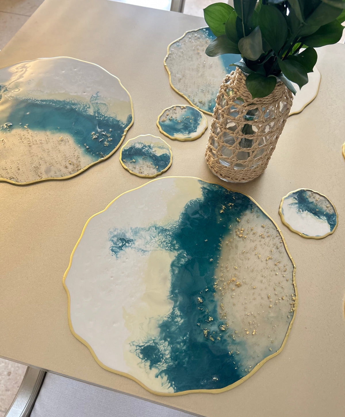 Set de Mesa Aguamarina Gold
