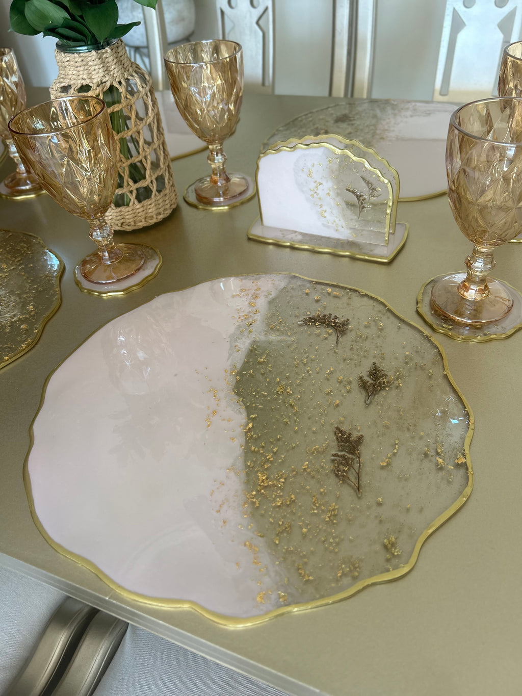 Set de Mesa Boho Rosa Gold