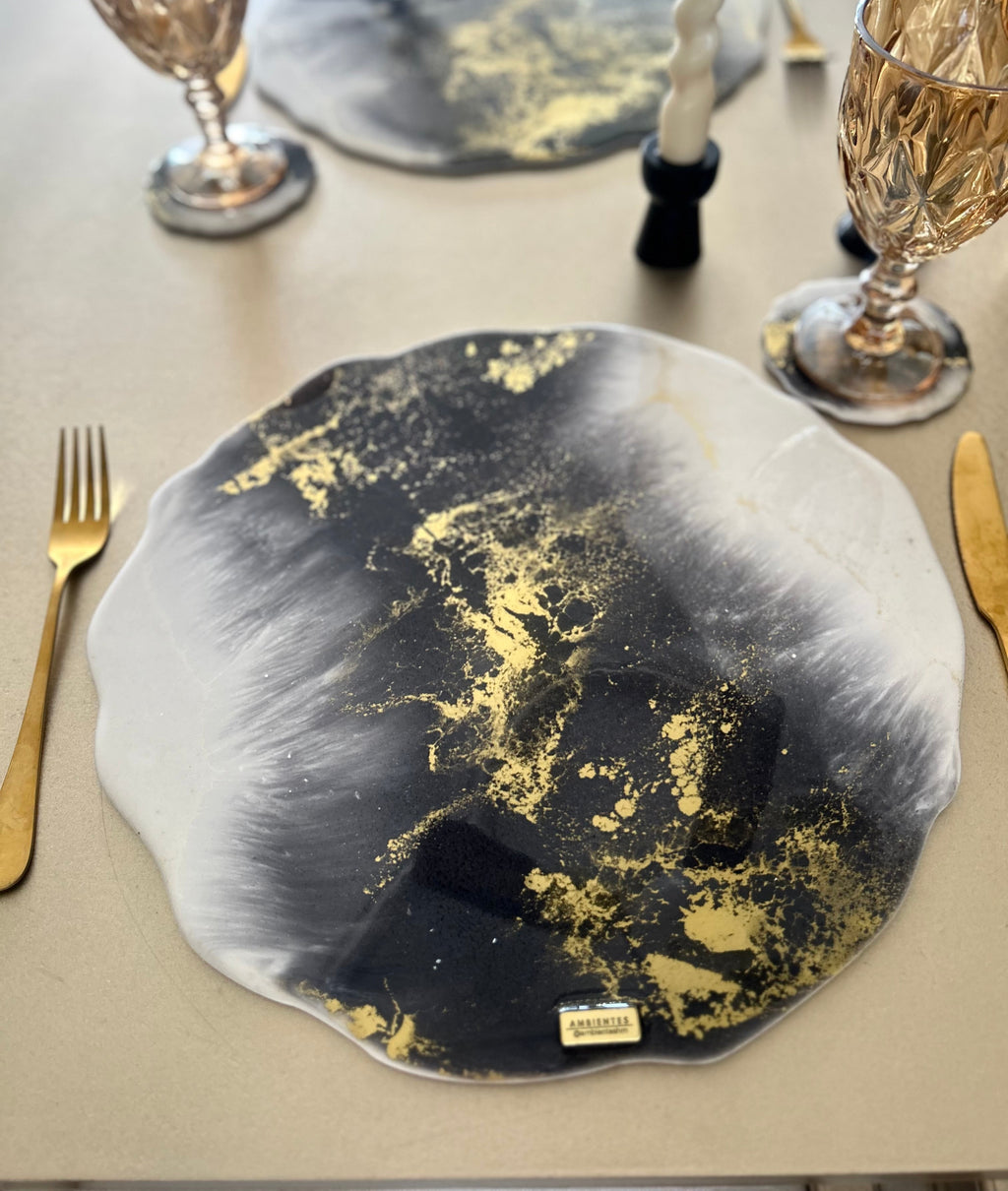 Set de Mesa Black and White Ondulado