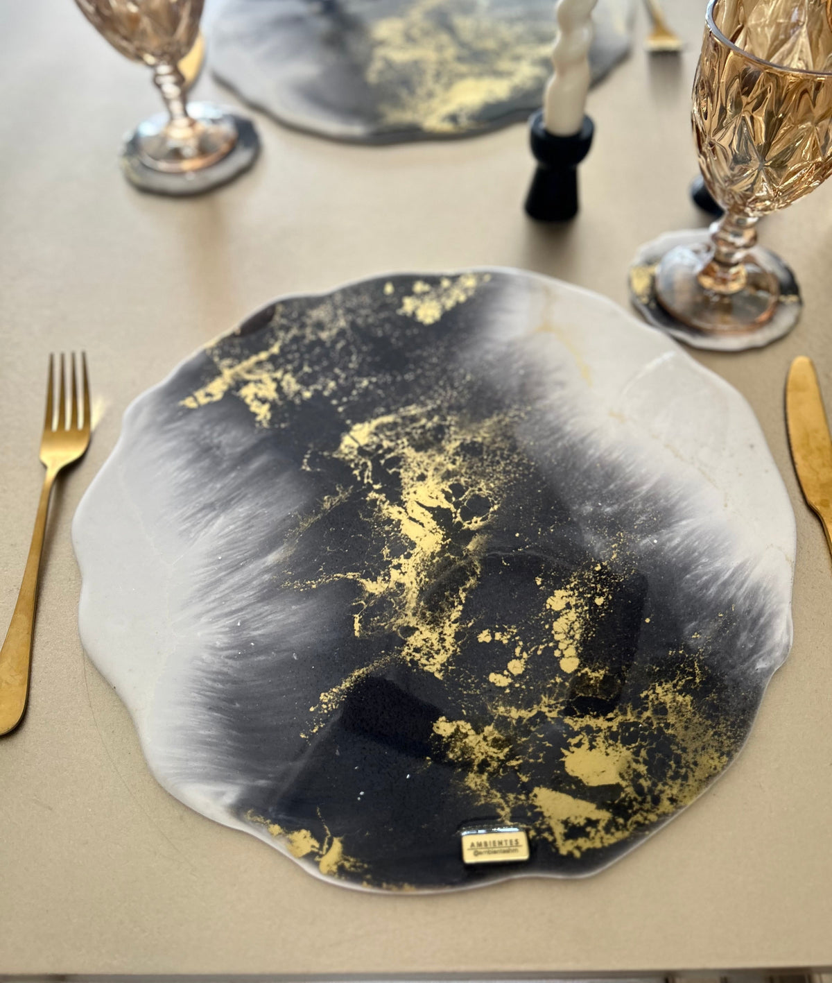 Set de Mesa Black and White Ondulado