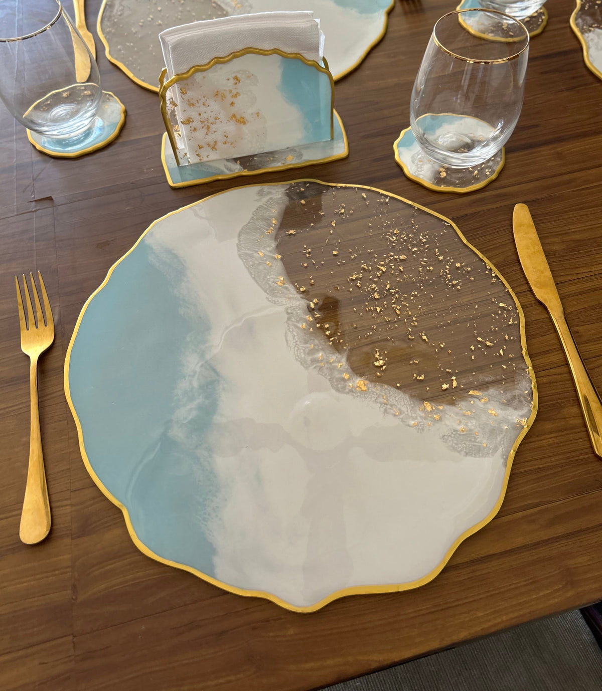 Set de Mesa Baby Blue Gold